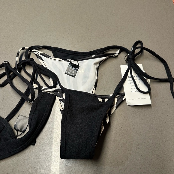 SAME swimwear DOUBLE LAYER BIKINI TOP XL Bottom M(SUEDE BLACK/ZEBRA) - Picture 8 of 15